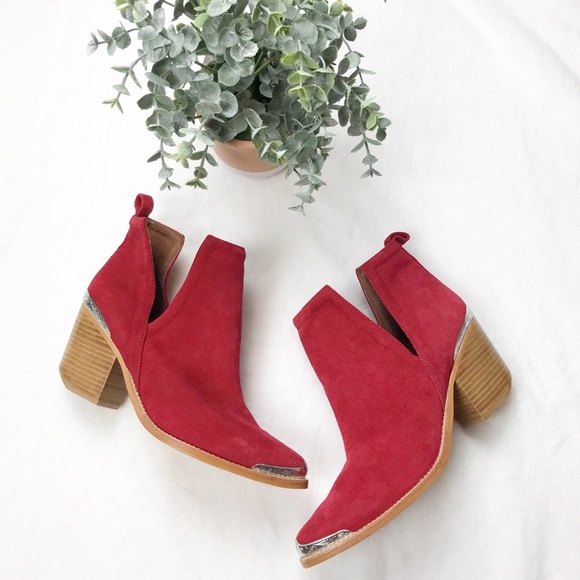 Jeffrey Campbell Shoes - Jeffery Campbell • Cromwell Red Suede Booties 9